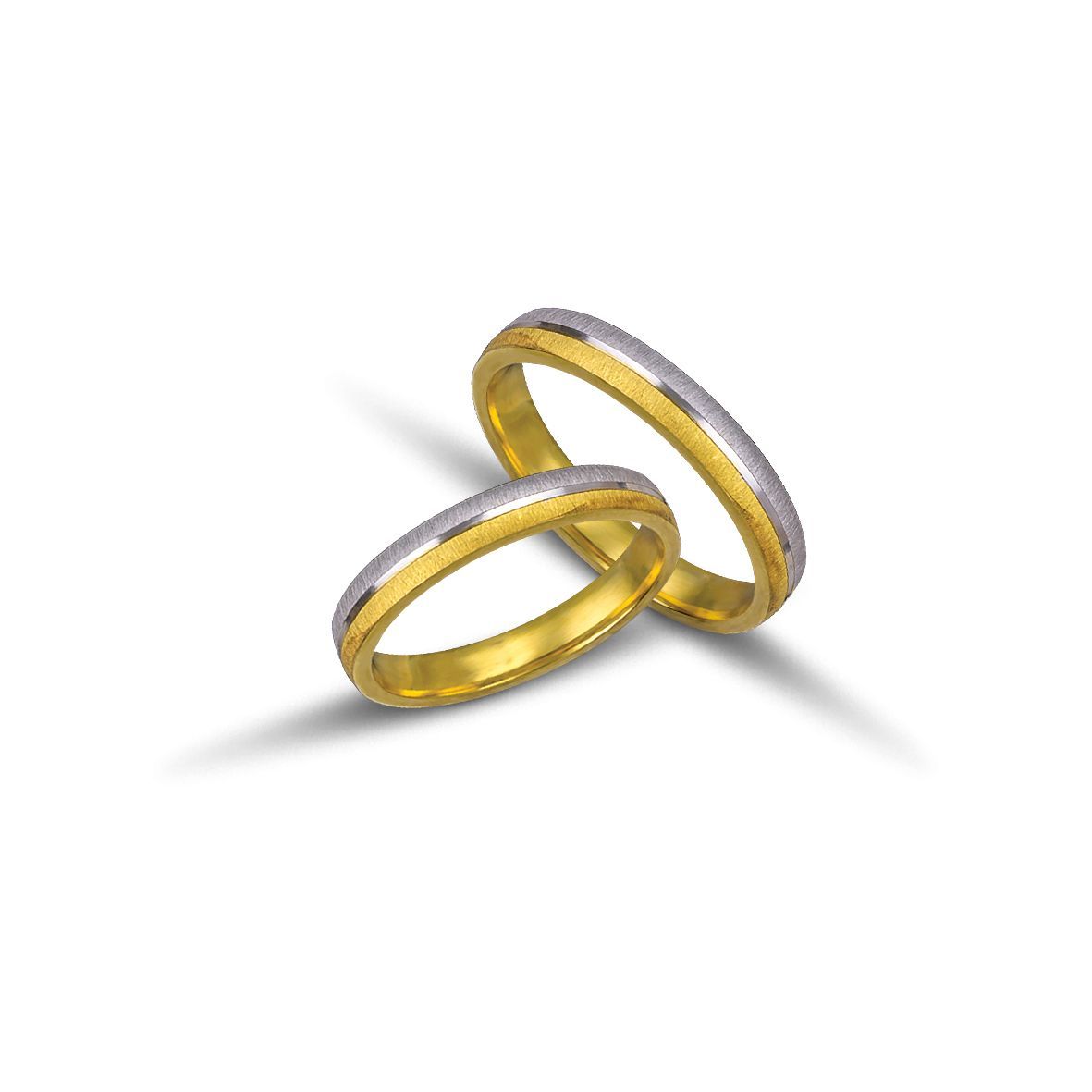 White gold & gold wedding rings 3.2mm  (code VK1056/32)